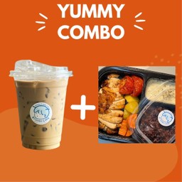 กาแฟ จับคู่ข้าวไรซ์อกไก่ย่าง+ผักอบ น้ำสลัดครีมเลม่อน