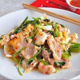 สุกี้แห้ง หมู กุ้ง