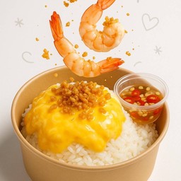 ข้าวไข่ข้นกุ้งกระเทียม