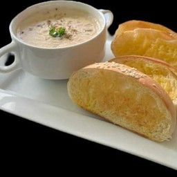 ซุปเห็ด+ปังกระเทียม