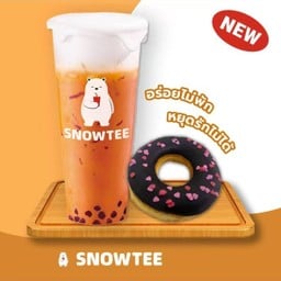 ชาไทยไข่มุกฟองนม+โดนัท Blackpink 1ชิ้น