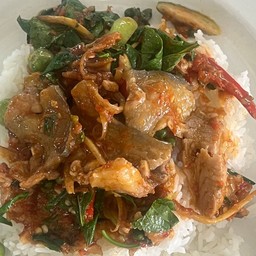 ผัดเผ็ดปลาบึก(กับข้าว)