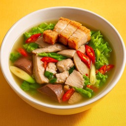 [อร่อยซ่ากับโค้ก] เลือดหมูต้มยำ พร้อมข้าวไข่ข้น +  โค้ก ออริจินัล (ขวด)