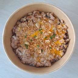 ข้าวไข่ขยี้ + หมูสับกระเทียม