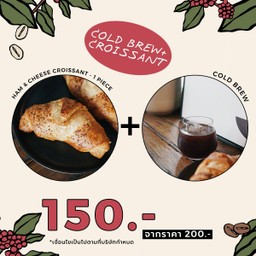 Set Cold Brew 1 แก้ว + Ham & Cheese Croissant 1 ชิ้น