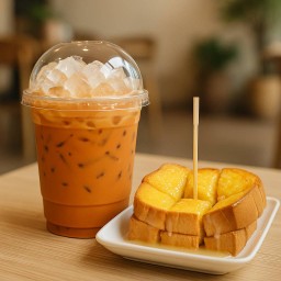 ชาใต้(เปลี่ยนน้ำได้)+ปังปิ้งเนย(เลือกหน้าปังได้)