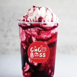 นมสดปั่น ราดซอสบลูเบอรี่