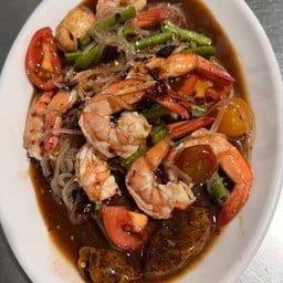 ตำเส้นเล็กกุ้งลวก Small noodles with boiled shrimp