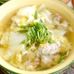 ต้มจืด วุ้นเส้น ไข่ข้นน้ำ+หมูสับ+ผักกาด (ไข่1ฟอง)