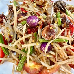 ตำหอยแครง+กุ้งสด