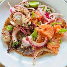 ลาบกุ้ง+แซลม่อน