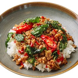 ข้าวหมูสับกะเพรากรอบ