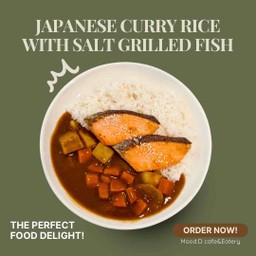 ข้าวแกงกระหรี่ปลาย่างเกลือ Japanese Curry Rice with Salt-Grilled Fish
