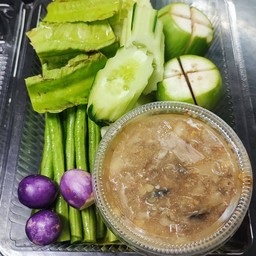 น้ำพริกกะปิ 3 ออน์+ผักสดๆ