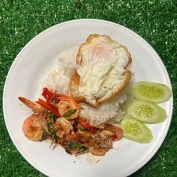 กะเพากุ้ง+ไข่ดาว
