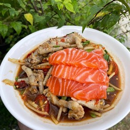 ตำตีนไก่+แซลม่อน