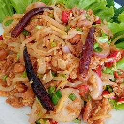 ยำแหนมคลุก ข้าวทอด