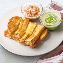 ขนมปังปิ้ง เเยกจิ้ม สังขยา 2สี