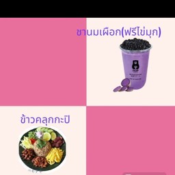 ข้าวคลุกกะปิ แถมฟรี (ชานมเผือก 1 แก้ว)