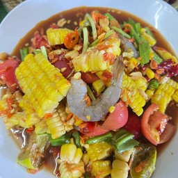 ตำข้าวโพดกุ้งสด(ปลาร้า)