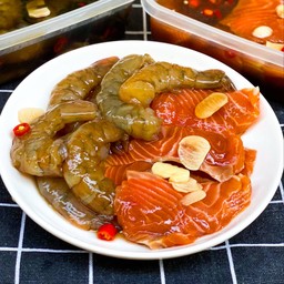 แซลม่อนดอง+กุ้งดอง