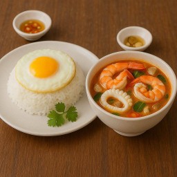 ชุดข้าวต้มยำ+ไข่เจียว