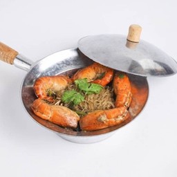 กุ้งอบวุ้นเส้น 大虾焗粉丝煲 Baked Shrimp with Glass Noodles