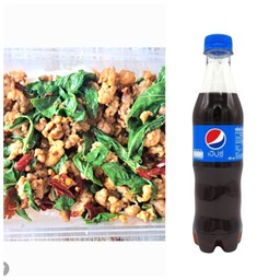 ข้าวกะเพราหมูสับ+เป็ปซี่