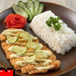 ข้าวไก่กรอบซอสมะนาว