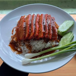 ข้าวหมูแดง (Khao Moo Daeng)  Red BBQ Pork with Rice
