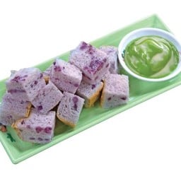 ขนมปังมันม่วงนึ่ง+สังขยาใบเตยกะทิสด
