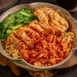 บะหมี่เกี๊ยวหมูหมูกรอบ (น้ำพริกกากหมู)