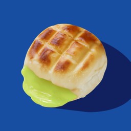 ขนมปังย่างเนยไส้ทะลัก สังขยาใบเตย