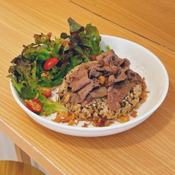 ข้าวผัดมันเนื้อเห็ดทรัฟเฟิล หน้าเนื้อออสเตรเลียสไลด์