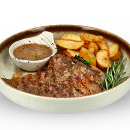 สเต็กหมูพอร์คชอปซอสเกรวี่เห็ด