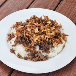 🐮ข้าวเนื้อสับ ทอดกระเทียม