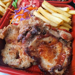 สเต็กหมู+ไก่นุ่ม(พริกไทยดำ)
