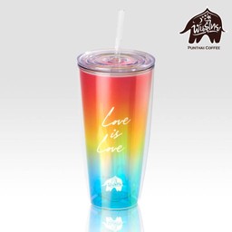 แก้วพลาสติก Food Grade 2 ชั้น สีรุ้ง Red