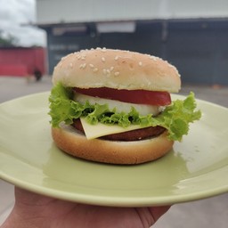 แฮมเบอร์เกอร์หมูทอด+ชีส