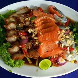 แซลมอน+สามชั้นทอด