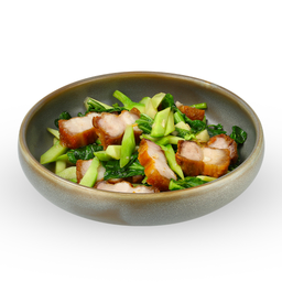 ผัดคะน้าฮ่องกงหมูกรอบ