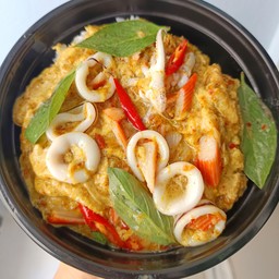 ข้าวไข่ข้น ห่อหมกปลาหมึก