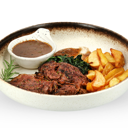 สเต็กเนื้อริปอายซอสพริกไทยดำ