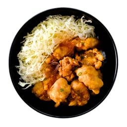 ข้าวหน้าไก่คาราเกะซอสทงคัตสึ
