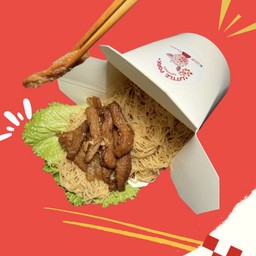 🥇หมี่คลุกหมูสุดฉ่ำ เส้นรสเผ็ด👍🏻