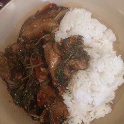 กระเพราปลาดุกราดข้าว