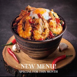 กระเพรากุ้งไข่ออนเซ็น