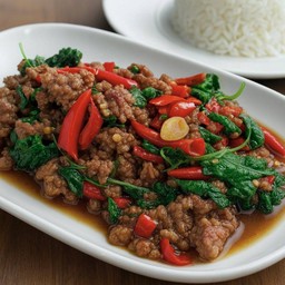 เนื้อบด ผัดกะเพรา (250 กรัม)