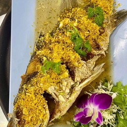 ปลากระพงทอดกระเทียม