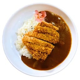 ข้าวหน้าแกงกะหรี่เนื้อแฮมเบิร์กทอด